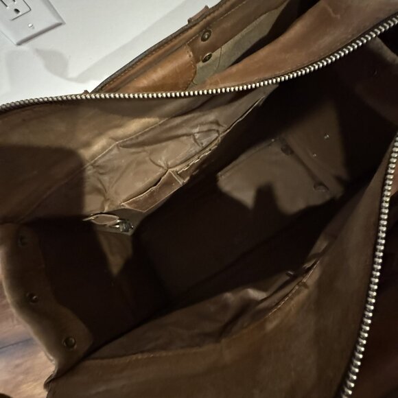 Vintage Brown Leather Carry Bag / Small Suitcase – Early 20th Century Charm - Picture 9 of 9